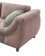 Polsterecke >Allin< in rosa / silber, Cord - 250x66x190cm (BxHxT)
