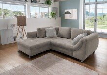 Polsterecke >Allin< in grau-braun / silber, Cord -...