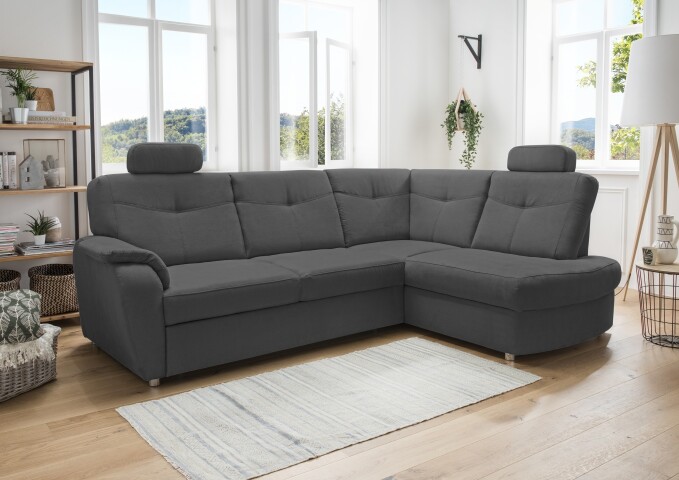 Ecksofa >Elli< in 3609 Mango anthrazit, Mikrofaser - 264x92x180cm (BxHxT)