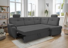 Ecksofa >Elli< in 3609 Mango anthrazit, Mikrofaser - 264x92x180cm (BxHxT)