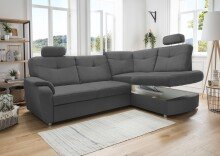 Ecksofa >Elli< in 3609 Mango anthrazit, Mikrofaser - 264x92x180cm (BxHxT)