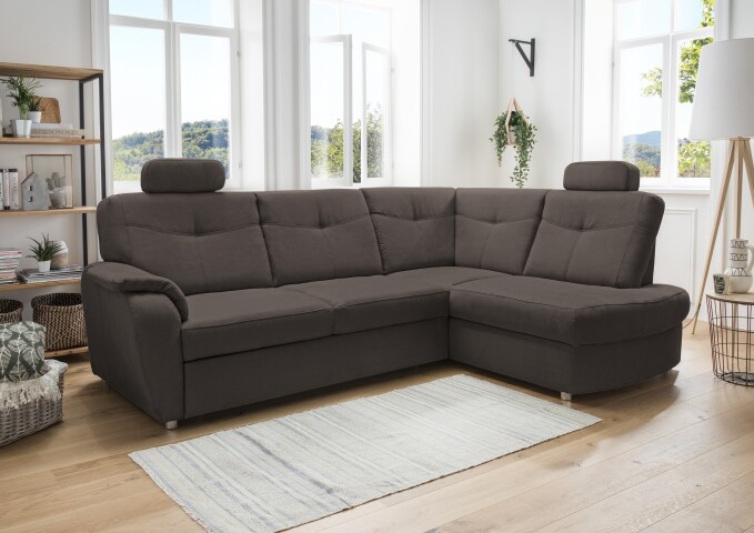 Ecksofa >Elli< in 3603 Mango braun, Mikrofaser - 264x92x180cm (BxHxT)