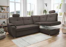 Ecksofa >Elli< in 3603 Mango braun, Mikrofaser - 264x92x180cm (BxHxT)