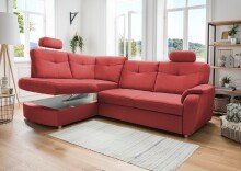 Ecksofa >Elli< in 3600 Mango rot, Mikrofaser - 264x92x180cm (BxHxT)