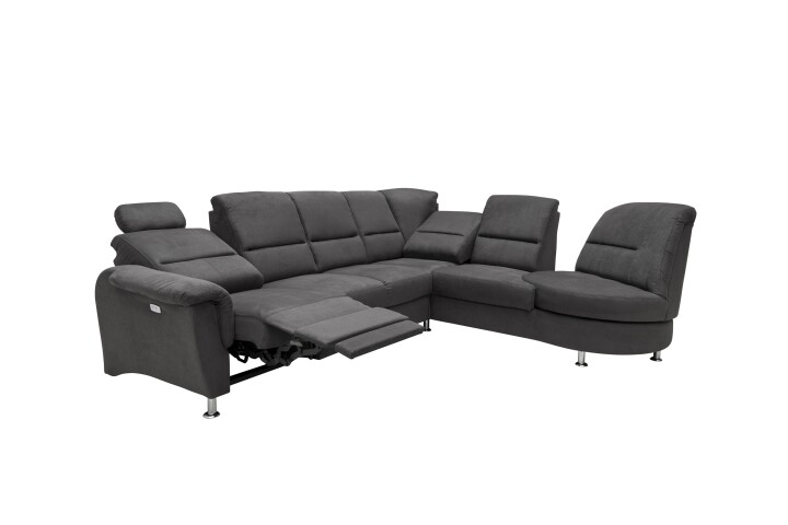 Ecksofa >Ludwigshafen< in 1217 Toro schwarz, Mikrofaser - 236x113x275cm (BxHxT)