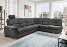 Ecksofa >Ludwigshafen< in 1217 Toro schwarz, Mikrofaser - 236x113x275cm (BxHxT)