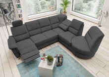 Ecksofa >Ludwigshafen< in 1217 Toro schwarz, Mikrofaser - 236x113x275cm (BxHxT)