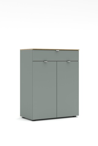 Kommode >Bari< in Schilf grün, Spannplatte, MDF - 78x101x41cm (BxHxT)