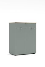 Kommode >Bari< in Schilf grün, Spannplatte, MDF - 78x101x41cm (BxHxT)