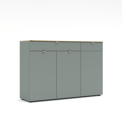 Sideboard >Bari< in Schilf grün, Spannplatte, MDF - 150x101x41cm (BxHxT)