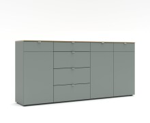 Anrichte >Bari< in Schilf grün, Spannplatte, MDF - 220x101x41cm (BxHxT)