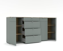 Anrichte >Bari< in Schilf grün, Spannplatte, MDF - 220x101x41cm (BxHxT)