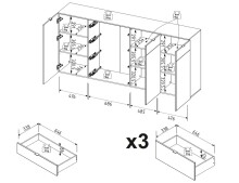 Anrichte >Bari< in Schilf grün, Spannplatte, MDF - 220x101x41cm (BxHxT)