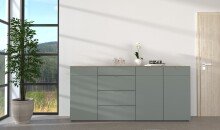 Anrichte >Bari< in Schilf grün, Spannplatte, MDF - 220x101x41cm (BxHxT)