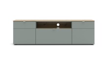 Lowboard >Bari< in Schilf grün, Spannplatte, MDF - 180x55x41cm (BxHxT)