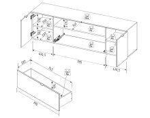 Lowboard >Bari< in Schilf grün, Spannplatte, MDF - 180x55x41cm (BxHxT)