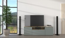 Lowboard >Bari< in Schilf grün, Spannplatte, MDF - 180x55x41cm (BxHxT)