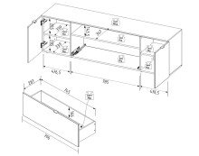 Lowboard >Bari< in Schilf grün, Spannplatte, MDF - 180x55x41cm (BxHxT)