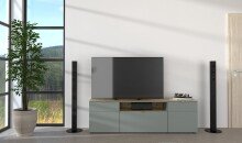 Lowboard >Bari< in Schilf grün, Spannplatte, MDF - 180x55x41cm (BxHxT)