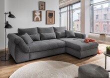 Polsterecke >Felicia< in grau, Cord - 302x89x188cm...