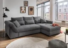 Polsterecke >Felicia< in grau, Cord - 302x89x188cm...