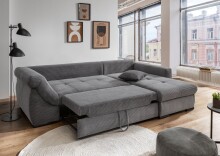 Polsterecke >Felicia< in grau, Cord - 302x89x188cm (BxHxT)
