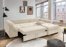 Polsterecke >Felicia< in beige, Cord - 302x89x188cm...