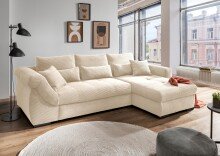 Polsterecke >Felicia< in beige, Cord - 302x89x188cm...