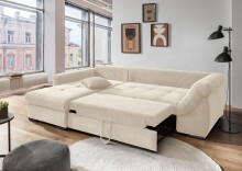 Polsterecke >Felicia< in beige, Cord - 302x89x188cm (BxHxT)