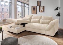 Polsterecke >Felicia< in beige, Cord - 302x89x188cm (BxHxT)