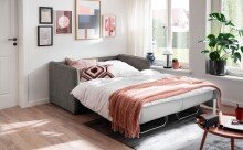 Schlafsofa >Mariya< Liegefunktion 120x198 cm, grau-braun - 147x89x87cm (BxHxT)