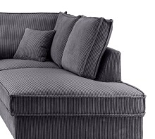 Wohnlandschaft >Rube< Schlaffunktion, Stauraum, Cord grau - 309x92x198cm (BxHxT)