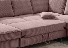Wohnlandschaft >Rube< Liegefunktion, Stauraum, Cord rosa - 309x92x198cm (BxHxT)