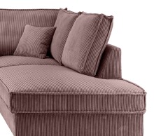 Wohnlandschaft >Rube< Liegefunktion, Stauraum, Cord rosa - 309x92x198cm (BxHxT)