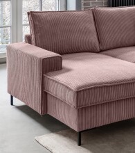 Wohnlandschaft >Rube< Liegefunktion, Stauraum, Cord rosa - 309x92x198cm (BxHxT)