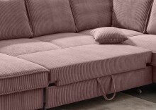 Wohnlandschaft >Rube< Liegefunktion, Stauraum, Cord rosa - 309x92x198cm (BxHxT)