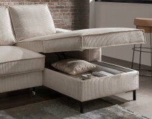 Wohnlandschaft >Rube< Schlaffunktion, Stauraum, Cord beige - 309x92x198cm (BxHxT)