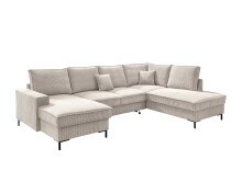 Wohnlandschaft >Rube< Schlaffunktion, Stauraum, Cord beige - 309x92x198cm (BxHxT)