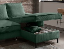 Wohnlandschaft >Rube< Schlaffunktion, Stauraum, Cord moosgrün - 309x92x198cm (BxHxT)