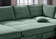 Wohnlandschaft >Rube< Schlaffunktion, Stauraum, Cord moosgrün - 309x92x198cm (BxHxT)