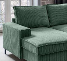 Wohnlandschaft >Rube< Schlaffunktion, Stauraum, Cord moosgrün - 309x92x198cm (BxHxT)