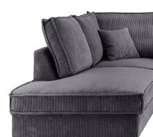 Wohnlandschaft >Rube< Schlaffunktion, Stauraum, Cord grau - 309x92x198cm (BxHxT)