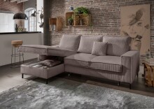 Polsterecke >Rube< Schlaffunktion, Stauraum, Cord beige - 240x92x150cm (BxHxT)
