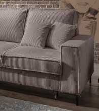 Polsterecke >Rube< Schlaffunktion, Stauraum, Cord grau-braun - 240x92x150cm (BxHxT)
