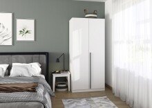 Drehtürenschrank >Alba< 2 Schübe, 1 Boden, 1 Stange, Farbe alpinweiß - 91x197x54 (BxHxT)