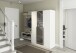 Drehtürenschrank >Alba< 2 Böden, 2 Schübe, 2 Stangen, Spiegel / alpinweiß - 136x197x54 (BxHxT)