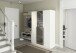 Drehtürenschrank >Alba< 2 Böden, 2 Schübe, 2 Stangen, Spiegel / alpinweiß - 136x197x54 (BxHxT)