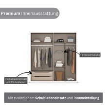 Drehtürenschrank >Alba< inkl. Inneneinteilung, alpinweiß / Spiegel - 181x197x54 (BxHxT)