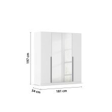 Drehtürenschrank >Alba< inkl. Inneneinteilung, alpinweiß / Spiegel - 181x197x54 (BxHxT)