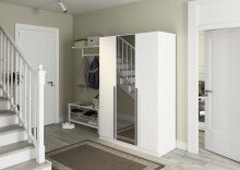 Drehtürenschrank >Alba< in alpinweiß / Spiegel - 136x197x56 (BxHxT)